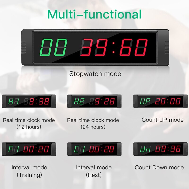 Minuterie d&#39;intervalle LED Programmable, horloge, chronomètre de sport pour Fitness, prise ue