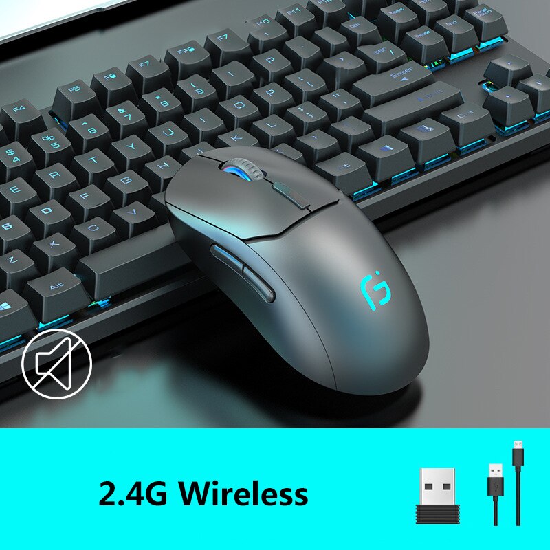2.4g bluetooth trådløs mus usb genopladelig magisk lydløs gaming mus til xiaomi bærbar pc gamer computer mac ipad android: B 2.4g sorte