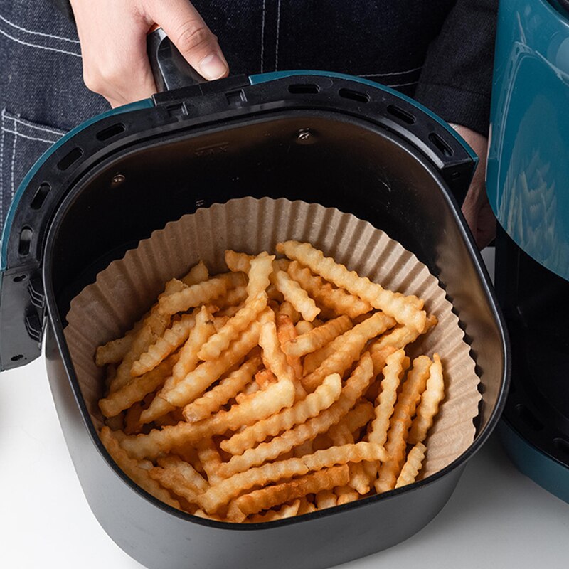 50 stk airfryer engangspapirforing non-stick måtte dampkoger rund papir bagemåtter køkken airfryer bagetilbehør