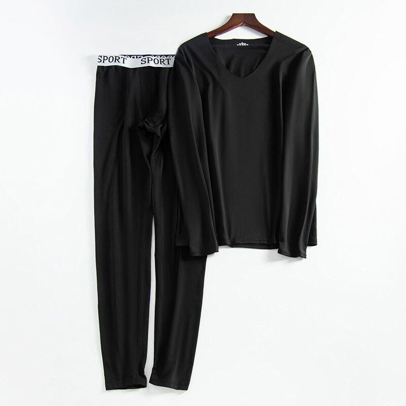 Thermal Underwear Sets For Men Winter Thermo Underwear Long Johns Winter Clothes Men Thick Thermal Clothing Solid: Black / L