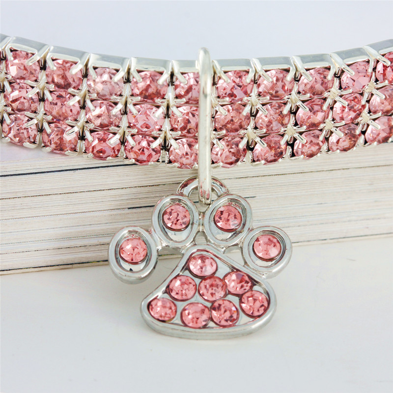 Collier de chien patte strass collier de chat taille de cou réglable 20CM ~ 30CM pour petits chiens moyens chat Chihuahua accessoires de chien