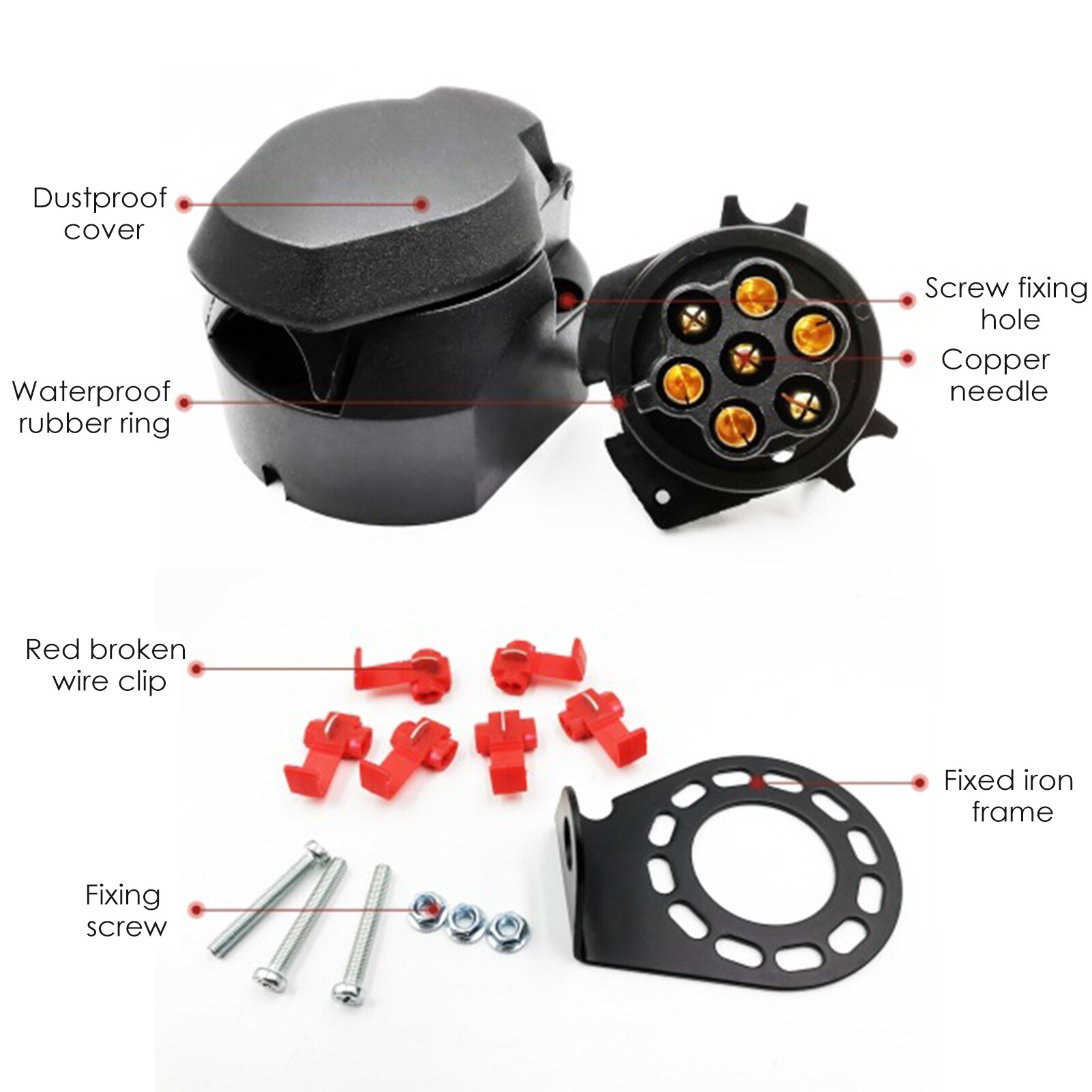 7-Pin Trailer Adapter Durable Trailer Wiring Connector Outlet 12V Remolque Trailer Car Truck Caravan Accessories Car Socket Plug