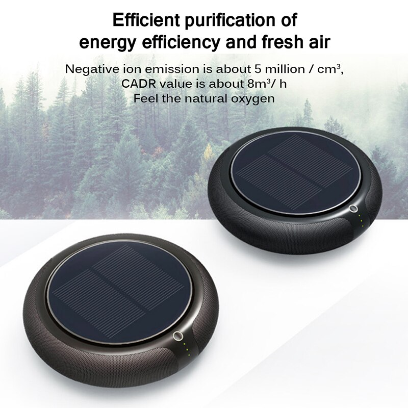 Onever Solar Car Air Purifier Anion Solar Power Filter Cleaner Purify No Noise 99% Antibacterial Rate Modes Dual Vehicle Home
