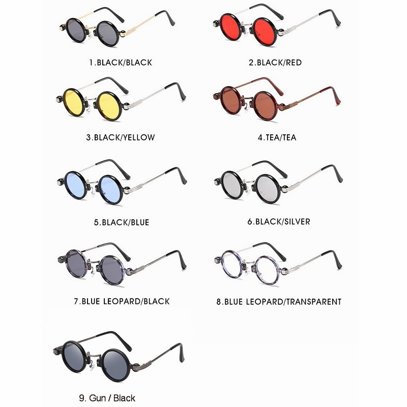 Gafas De Sol redondas pequeñas para hombre y mujer, lentes De Sol Retro Steampunk con montura De Metal, UV400