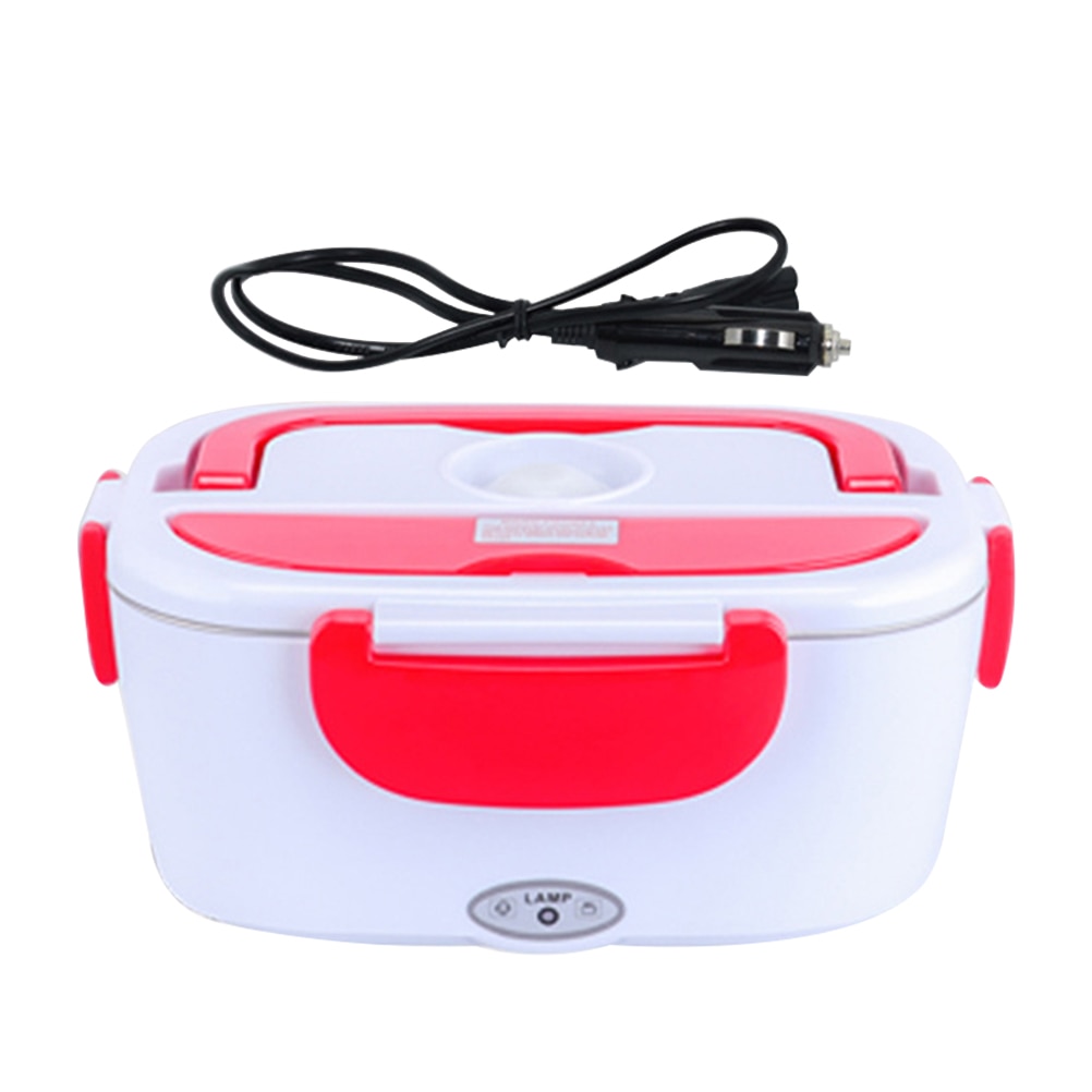 12V Portable Electric Heated Car Plug Heating Lunch Box Travel Food Warmer Container Boxes Stainless Steel Food Container A30: Red