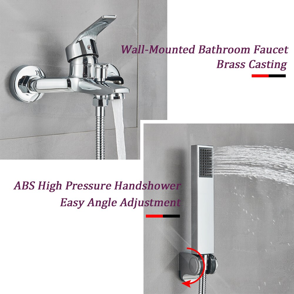 Onyzpily Chrome Waterval Douche Kraan Wall Mounted Abs Handdouche