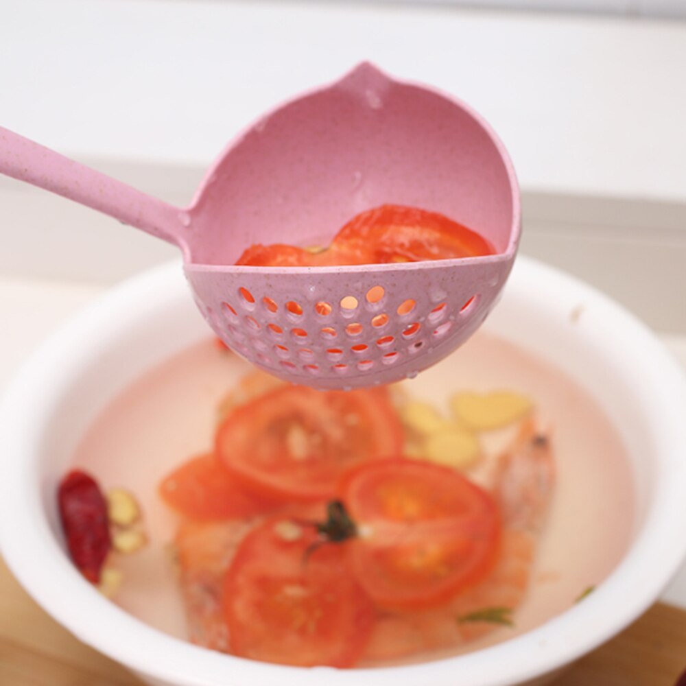 Louche à soupe 2 en 1 avec trou de filtre, louche à Long manche, cuillère en plastique, passoire à Sauce, outils de cuisine