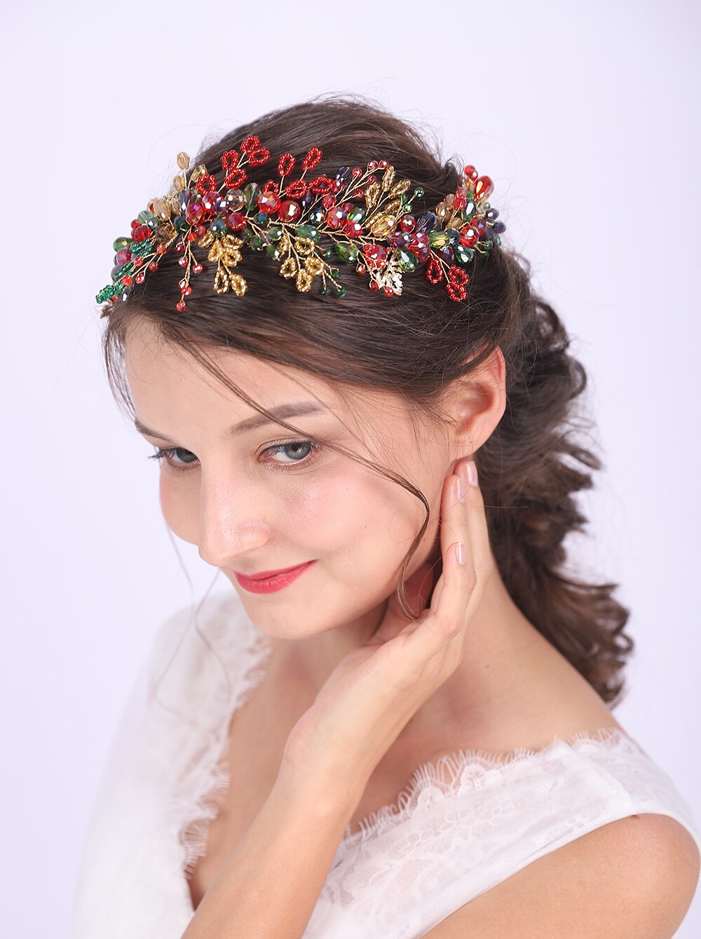 Coroa de flores brilhante de cristal boêmia, acessórios de cabelo de casamento, damas de honra, presente, arco de cabeça, ornamentos de banquete para mulheres