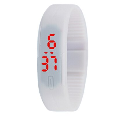 Silicone LED Sport numérique Bracelet montres Fitness décontracté électronique Bracelet hommes femmes garçons filles montre horloge enfants enfants: WHITE