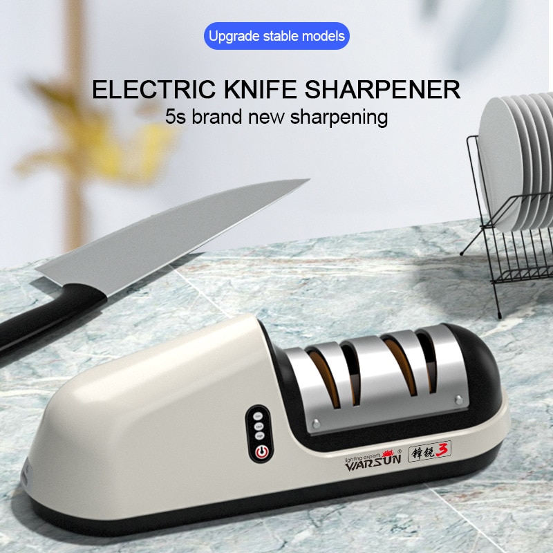 Electric Knife Sharpener USB Charging Household Sharpener 2 Grinding Level 3-speed Kitchen Knife Blade Sharpener