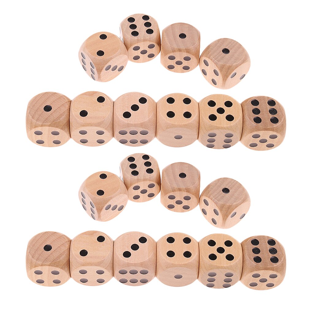 20Stck Holz Sechs Seitige Würfel Runde Ecke Gepunktete für Spielzeug-Holz