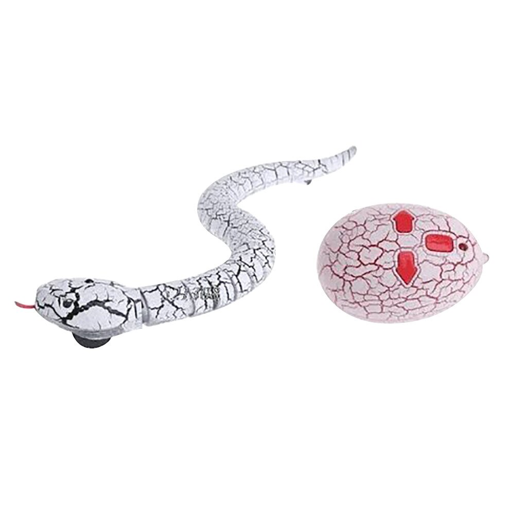 Jouet de serpent de RC de télécommande Rechargeable réaliste de 16 pouces avec le contrôleur infrarouge en forme d'oeuf, terrifiant de jouets de méfait: WHITE
