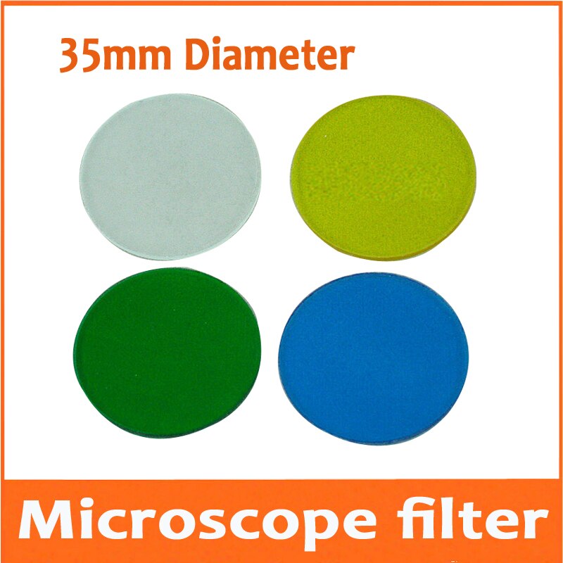 35mm Frosted Colour Glass Absorber Green Blue Yellow Red White Microscopy Filter Biological Microscope Compound Optical Filter