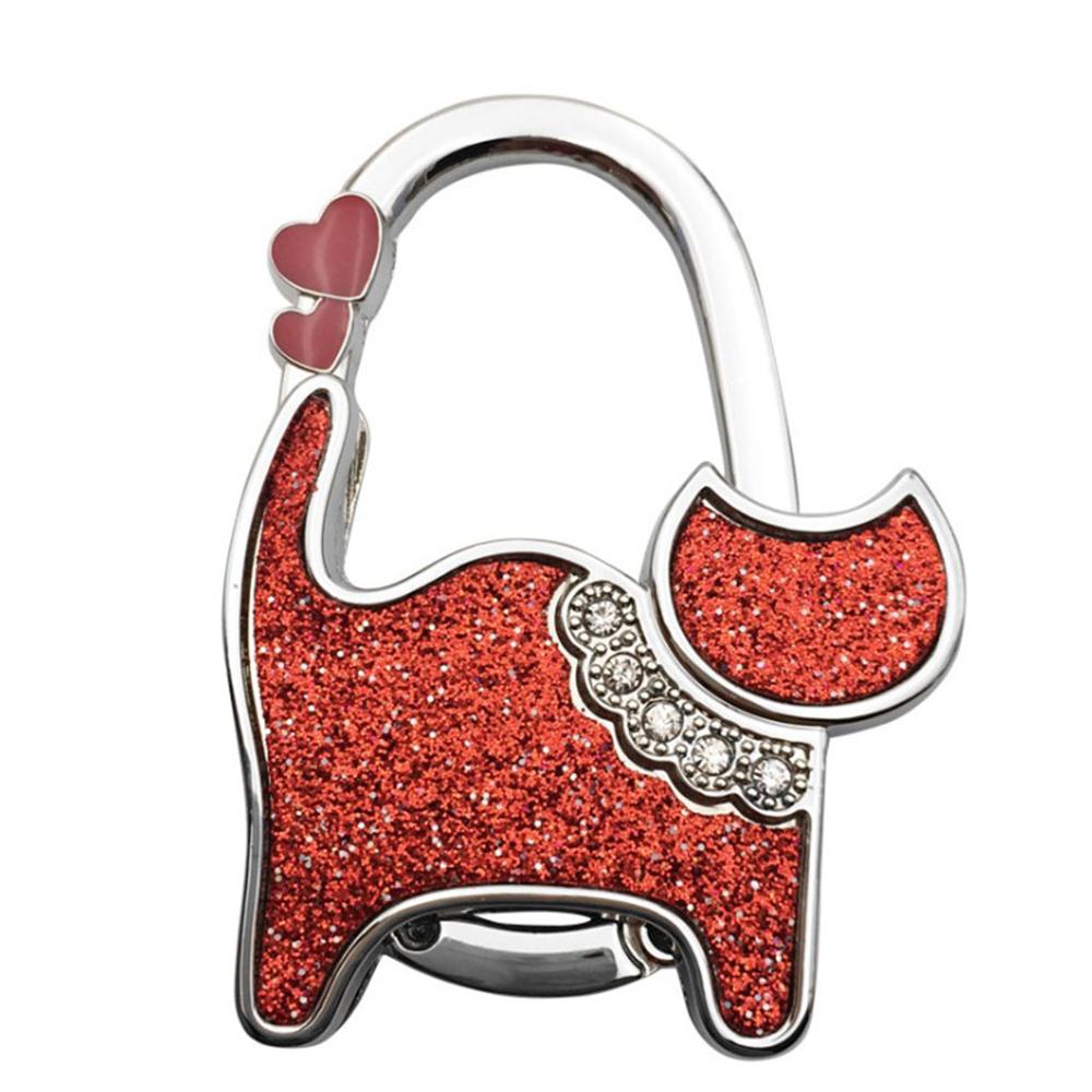 Tragbare Folding Handtasche Haken Halter Geldbörse Kleiderbügel Tisch Rand Hängen Haken für Handtasche Dekoration Frauen Tasche Veranstalter: Rot