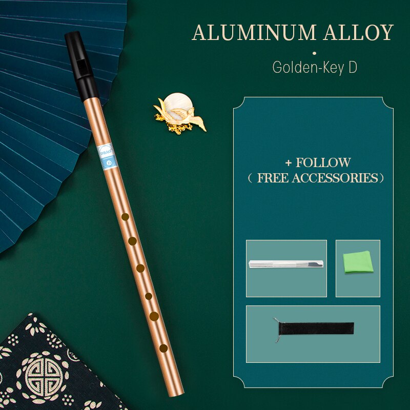 Irelish Flute C/D Key Tinwhistle Musical Instruments Irish Whistle Orff Instrument Flute: gold color D