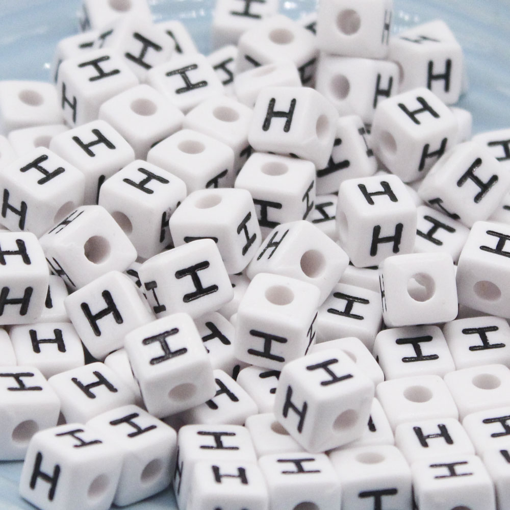 CHONGAI 550 Uds cubo acrílico cuentas con letras un solo alfabeto A-Z pulsera cuadrada blanca fabricación de joyas cuentas 10*10mm: YELLOW
