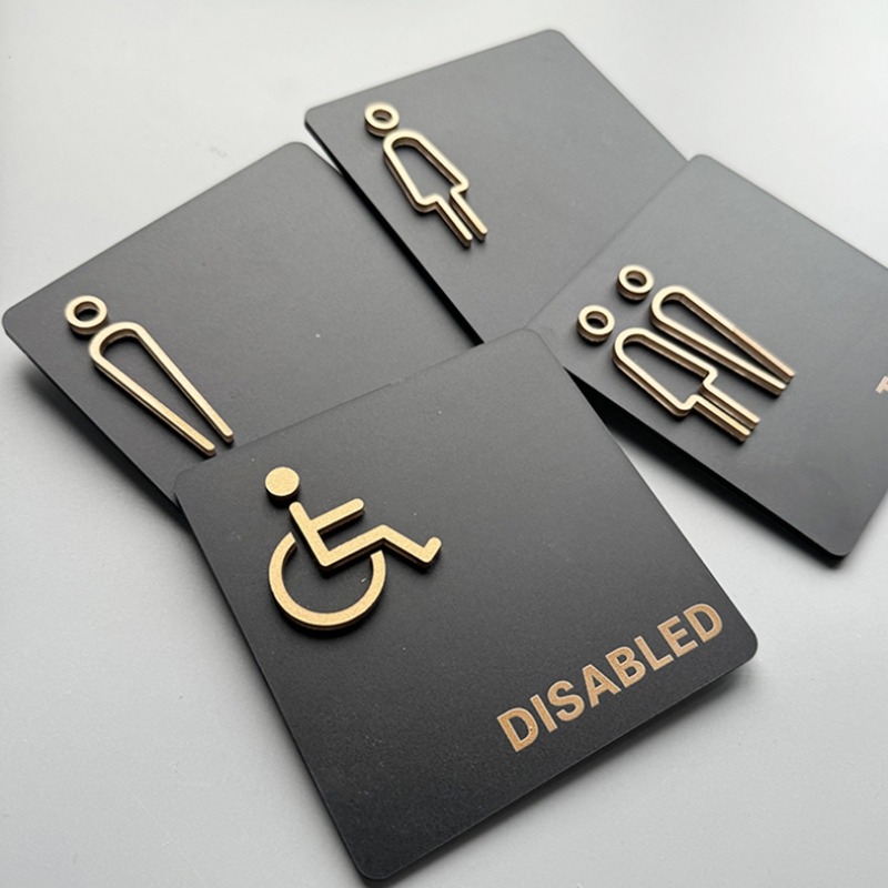 Washroom Signage Men's and Women's Bathroom Signage Acrylic Public Toilet Door Signage Hotel Toilet Reminder Signs