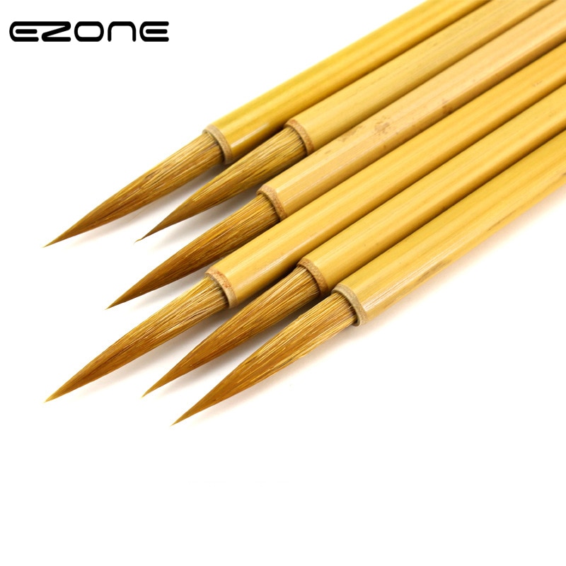 EZONE Writing Brush Bamboo Handel Weasel Hair Hook Line Pen Chinese Writing Handwriting Practice Calligraphy Students Stationery