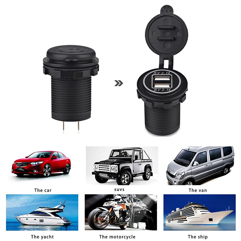 Wasser 12V 24V Dual USB Buchse Auto Ladegerät Für Motorrad Auto Lkw Wasserdichte praktisch Ladegerät Für Iphone