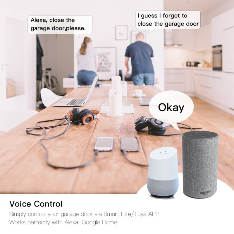 Tuya Smart Garagedeur Opener Wifi Elektrische Poort Motor Controller Met Open/Close Alarm Ondersteuning Alexa Echo Google smart Leven