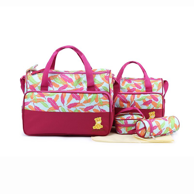 MOTOHOOD 5 stücke Baby Windel Tasche Anzüge Für Mutter Mutter Mutterschaft Tasche setzt Baby Flasche Halfter murmeln Frauen Tasche Für kinderwagen: rot