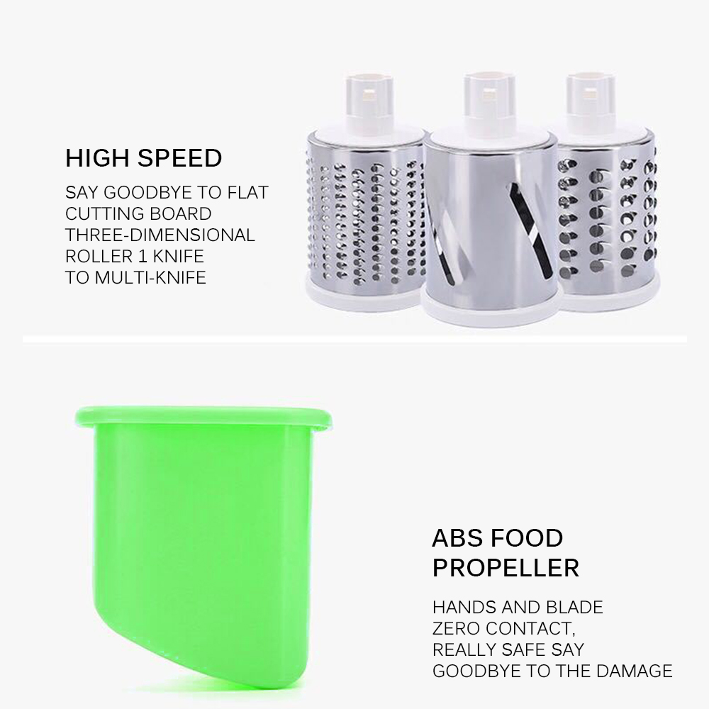 Manual Vegetable Cutter Round Slicer Potato Carrot Grater Slicer 3pcs Stainless Steel Chopper Blades Kitchen Tool