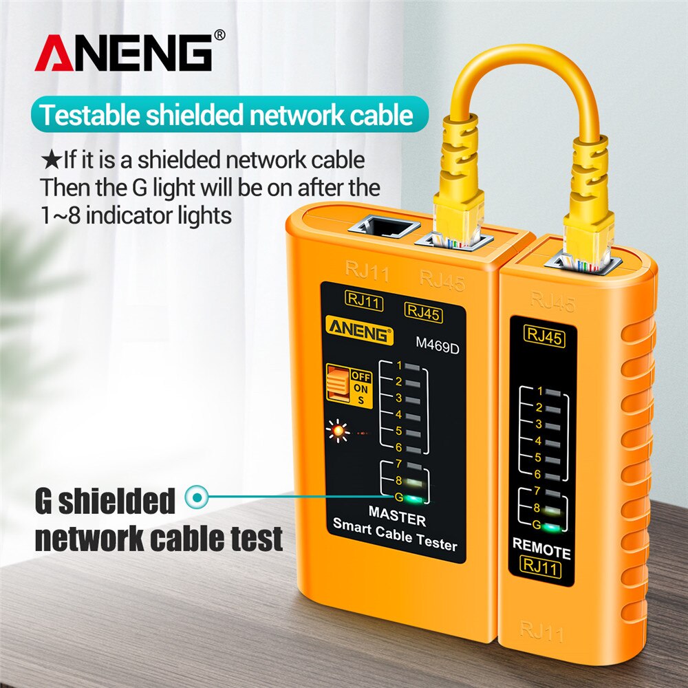 ANENG M469D Network Cable Tester Pairing Instrument for RJ11 RJ45 Telephone Lines with LED Indicator Shielded Network Cable Test