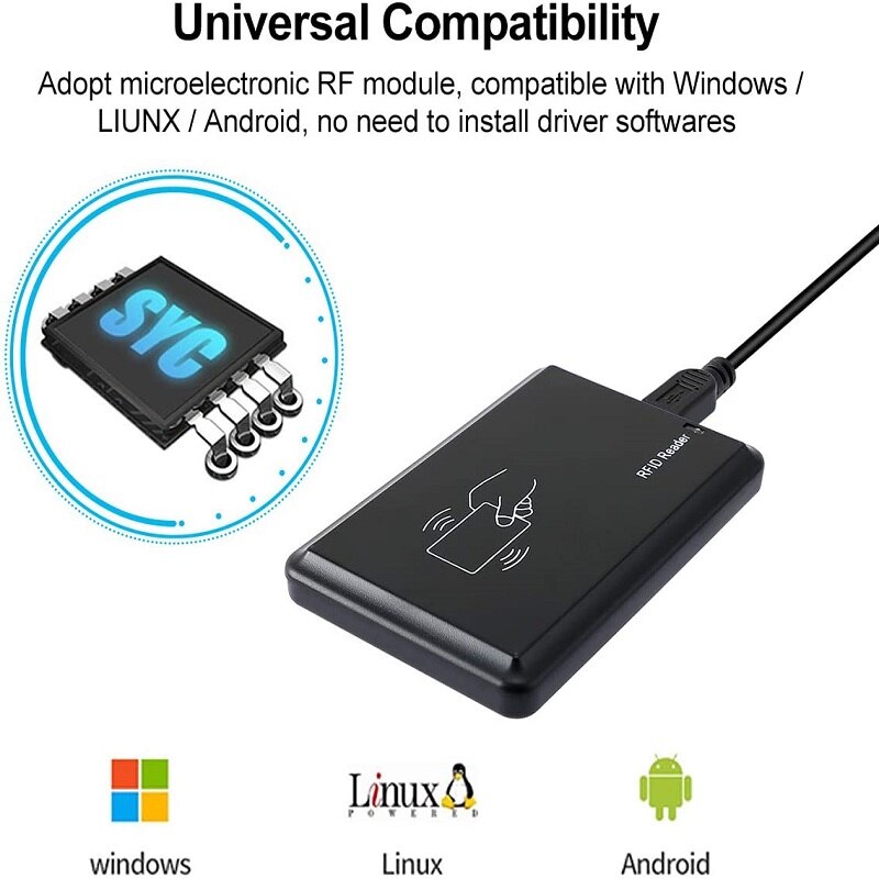 Rfid Kaartlezer Usb Rfid 125Khz Contactloze Proximity Sensor Smart Id Card Reader EM4100 Gevoeligheid Smart Card reader