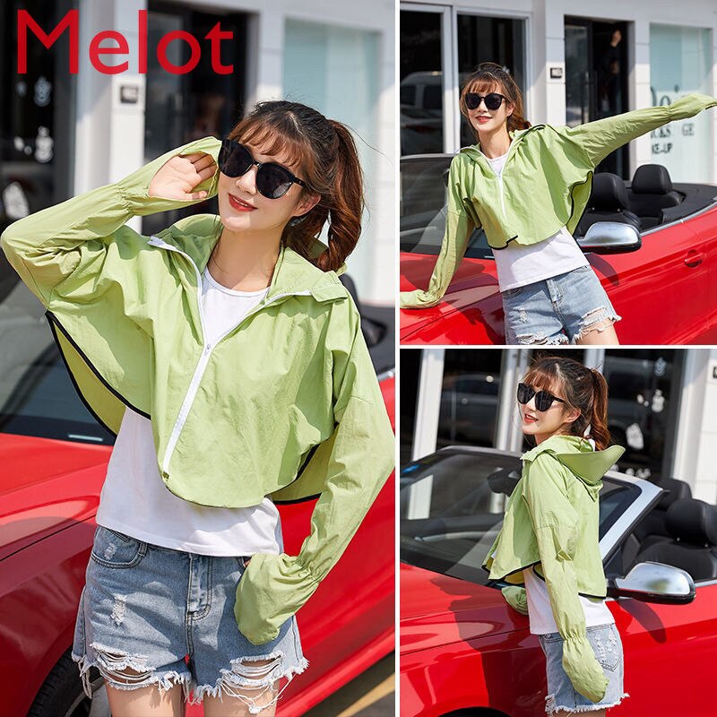 Ropa de protección solar para mujer, estilo coreano, protección UV, capó corto, a prueba de sol, Verano