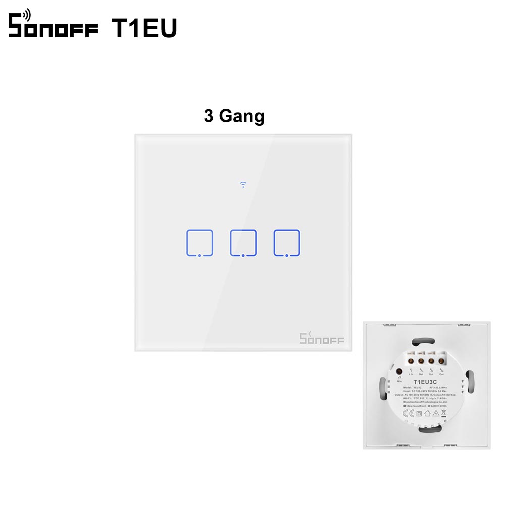 Itead SONOFF TX T1 EU UK Wifi Switch Smart Wall Touch Switch Wifi Light Switch 433Mhz RF Remote Controler Smart Home Automation: T1 EU 3C