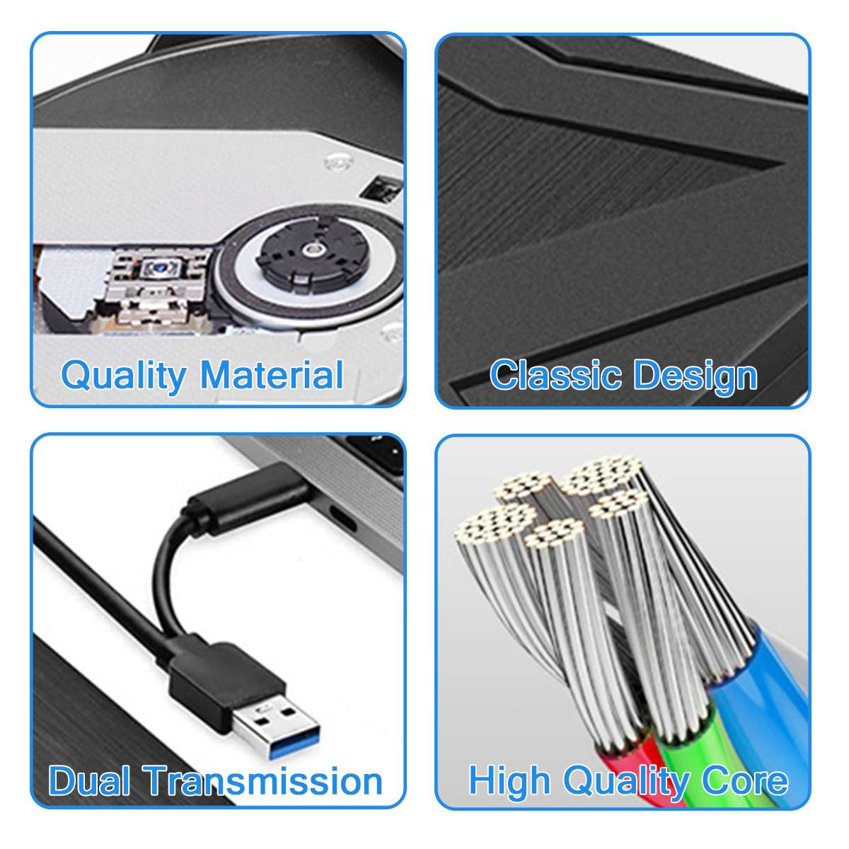 Externe DVD-RW Speler Schrijver Reader Dvd Drive, cd Brander Driver Drive-Gratis Hoge Snelheid Lezen-Schrijven Recorder Usb 3.0 &amp; Type C