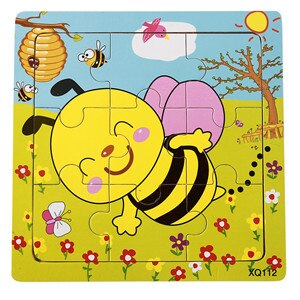 9Pcs Woodpuzzle Baby Peuter Vroege Ervaring Intelligentie Cartoon Animal Bee Puzzel Houten Speelgoed: 04