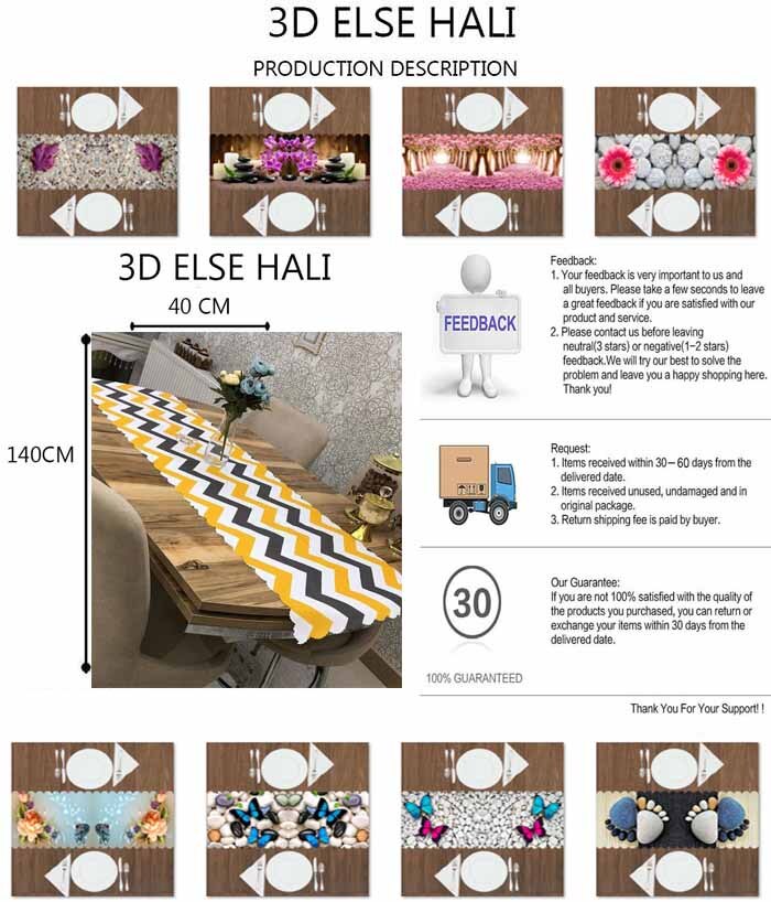 Else Gray White Yellow Line Stripes Geometrics 3d Print Pattern Modern Table Runner for Kitchen Dining Room Tablecloth