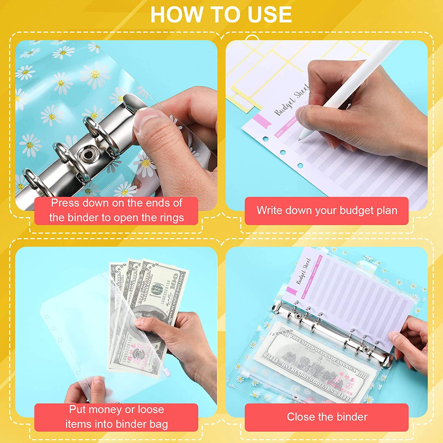 27 Stuks 6 Ringband A6 Planner Notebook Met 12 Stuks Binder Rits Zakken En Budget Lakens Voor Persoonlijke budget Planner