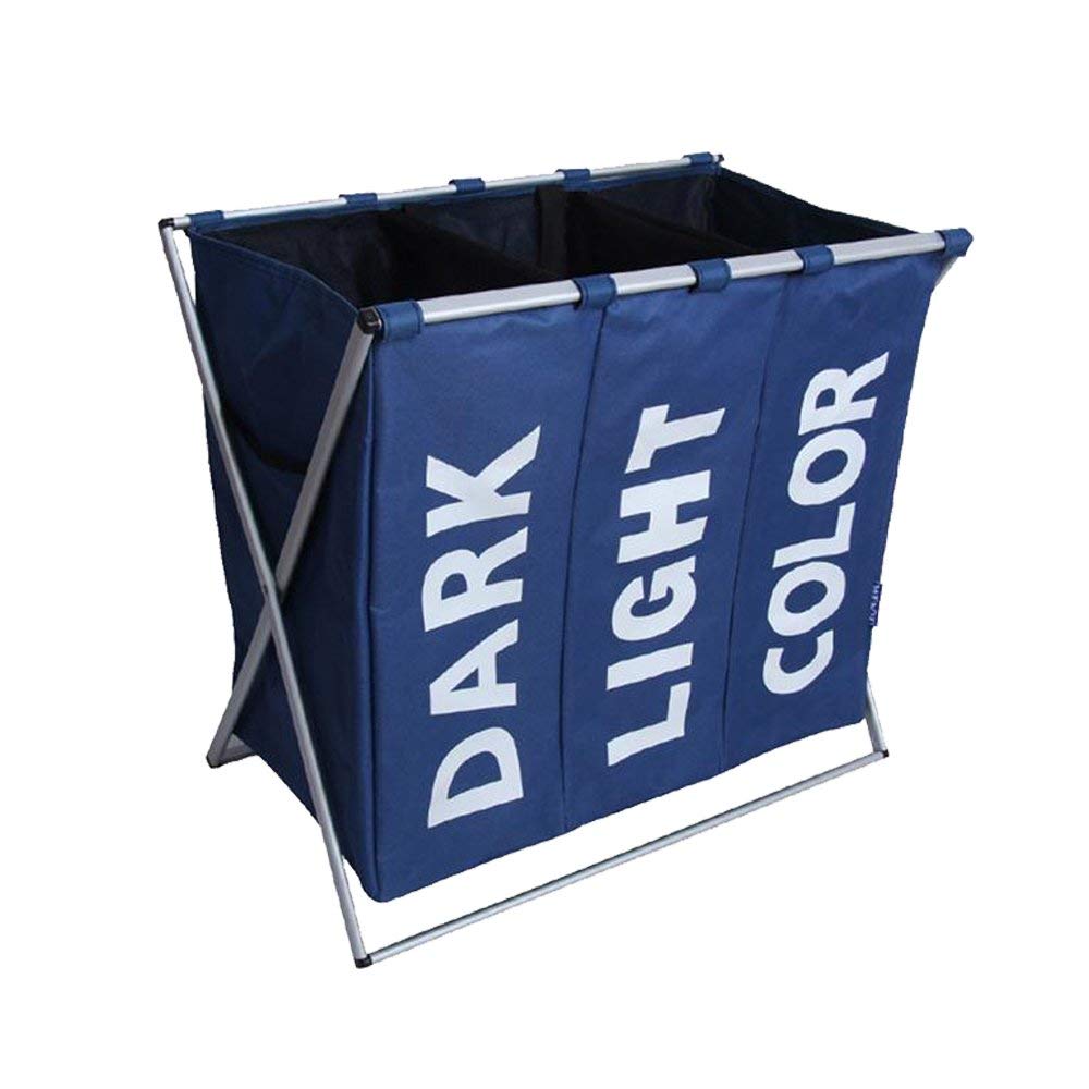 Brasq Wasmand Opvouwbaar 3 Vakken - Wassorteerder 65x39x60 Cm - Wasbox Zwart - 118 Liter - Basket