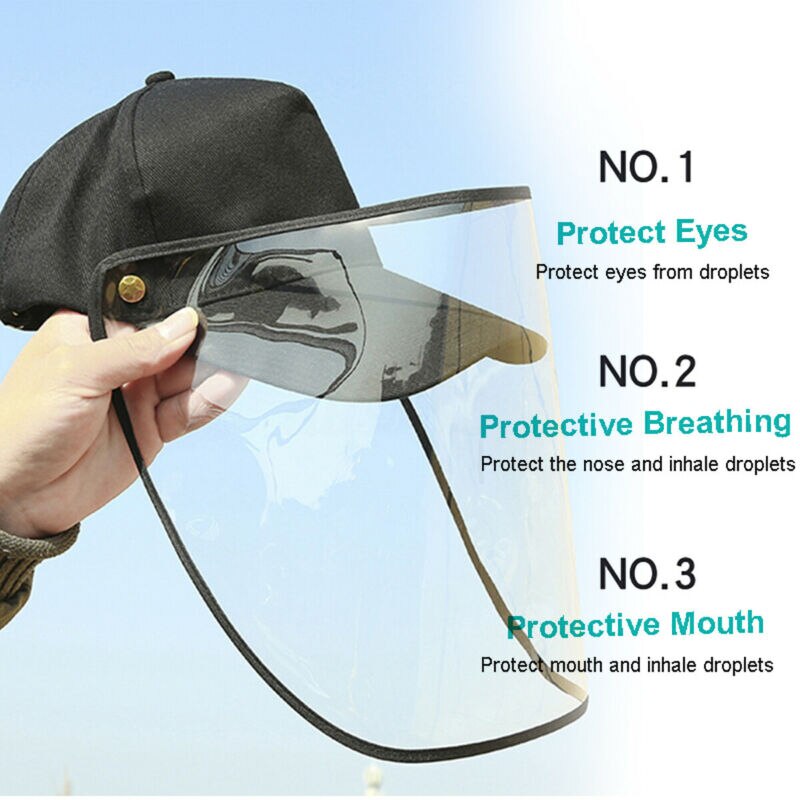 Peaked Hat w/ Protective Clear Shield Outdoor Saliva-proof Dust-proof Sun Visor Cap+Protective Clear Masks Face Shield Outdoor