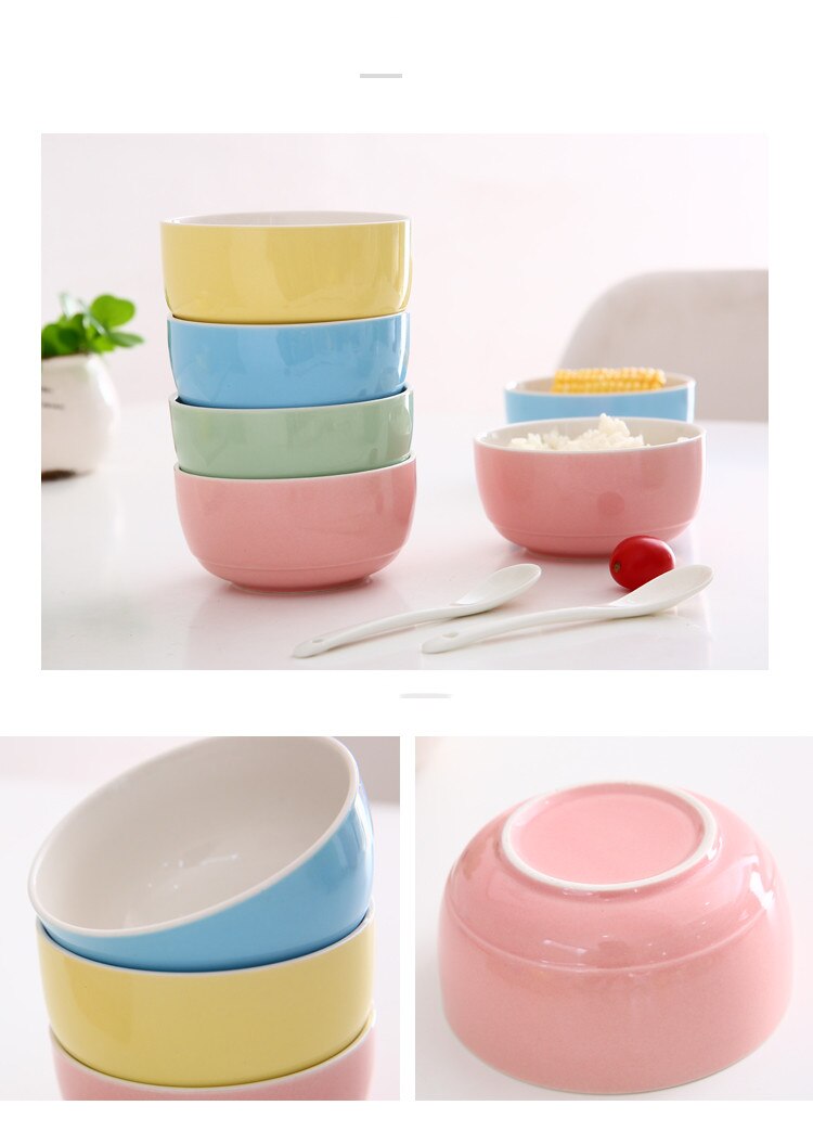 Ceramic bowl set home eating bowl Japanese rice bowl 4 set small dining ceramic bowl bone china soup bowl