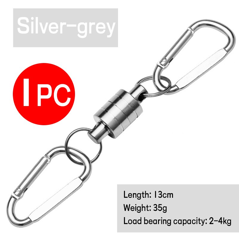 WIFREO – filet magnétique de pêche à la mouche, boucle magnétique, lanière à dégagement rapide, connecteur de terre, mousqueton, outil de pêche en plein air: 1pc B silver grey