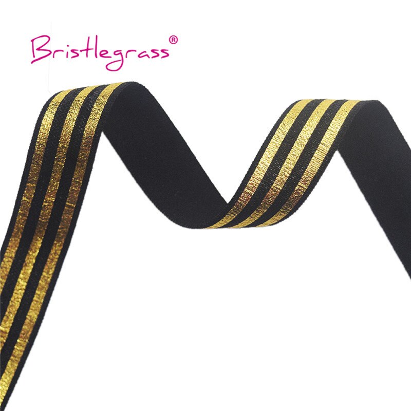 Bristlegrass 5 yard 5/8 " 15mm gouden lijn streep folie print vouw over elastische foe spandex band haarelastiek hoofdband tutu jurk naaien