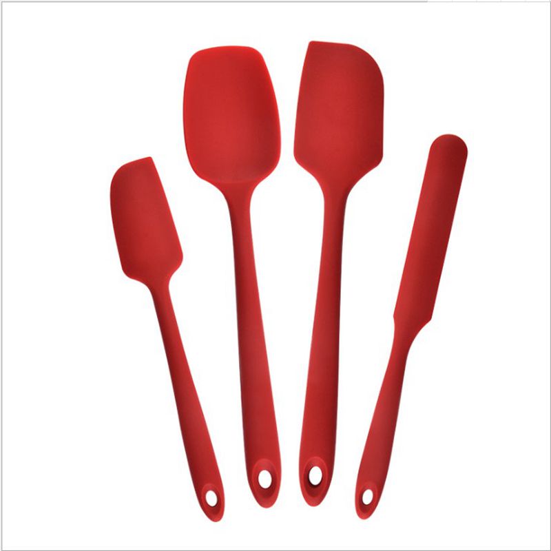 Panelas Antiaderente Para Cozinha Conj　Baking Tool Set 4-Piece Silicone Kitchen Ttools Integrated Silicone Scraper Spatula Cake