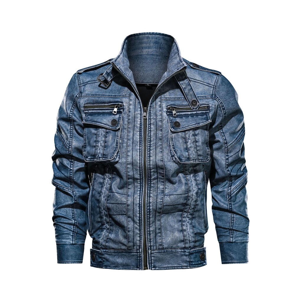 JAYCOSIN Denim jacket Men Autumn Winter Vintage Zipper Plus Size Bomber Jacket For Men Imitation Chaqueta Hombre Cowboy caot 729: 4XL