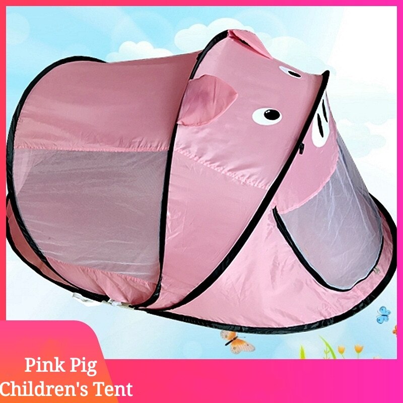 Portable Children Indoor And Outdoor Play Tent Pop-up Tent Cartoon Pink Pig Children's Toy Playhouse