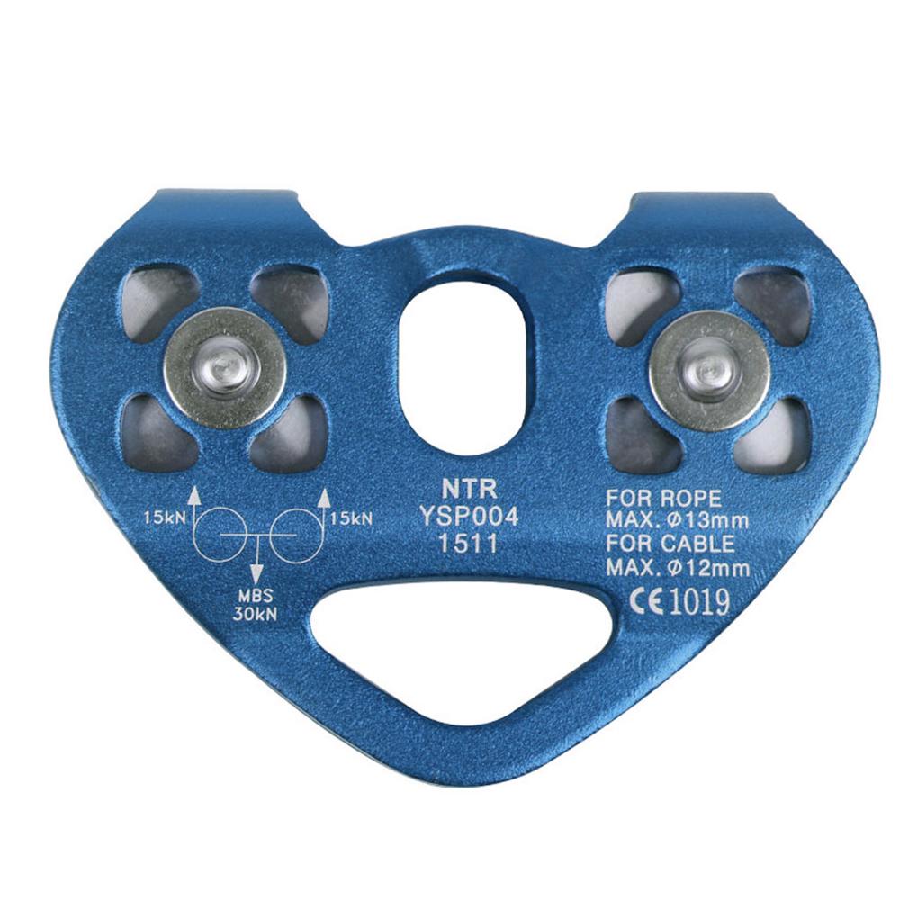 30KN Double Trolley Pulley Aluminum Zip Line Rock Climbing Mountaineering Rescue Lifting Tandem Pulley Camping Hiking: Blue