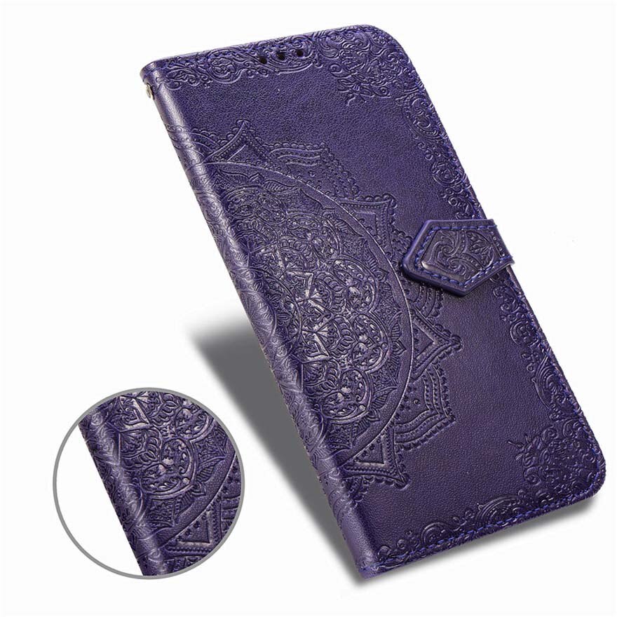 Funda con tapa para Motorola E6S , Funda de cuero 3D con cartera de Mandala para Motorola Moto E6S, carcasa para Moto E6S E6 S E 6 S