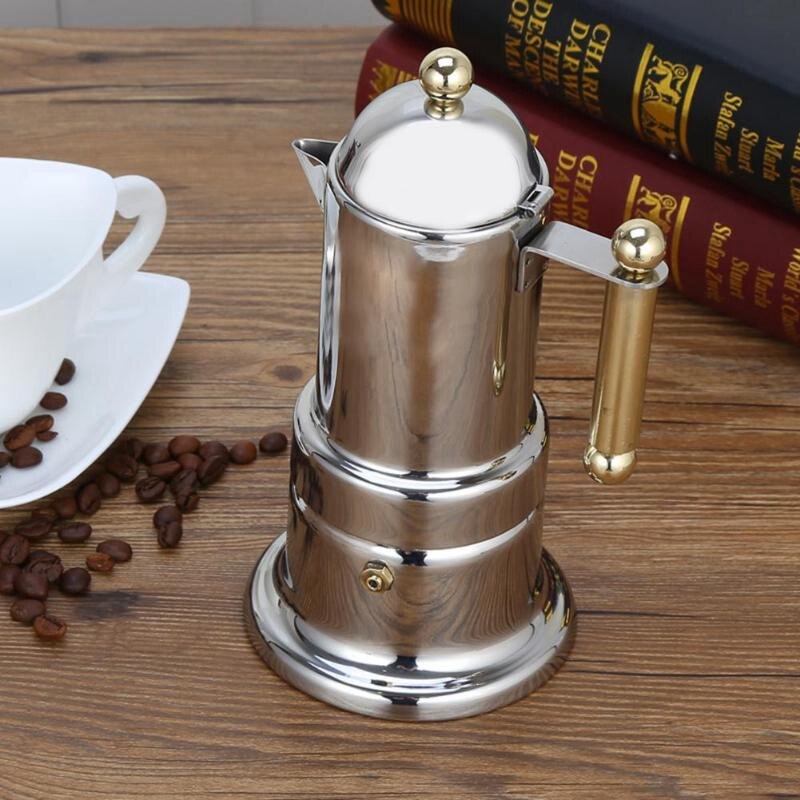 200Ml 4 Cups Rvs Koffie Pot Moka Koffiezetapparaat Theepot Filter Automatische Koffiemachine Espressomachine
