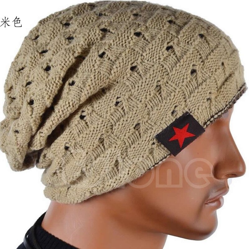 Invierno de los Hombres Calientes estrella cráneo grueso sombrero de las mujeres de punto gorro Reversible Baggy Snow Cap hombre capuchón de gran tamaño Causal Accesorios