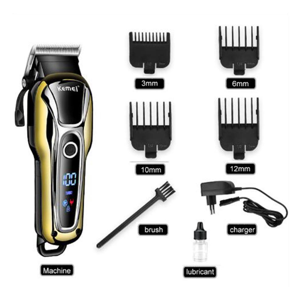 Kemei KM-1990 Electric Hair Clipper Rechargeable LCD Trimmer Haircut Machine Beard Electric Razor for Men EU Plug