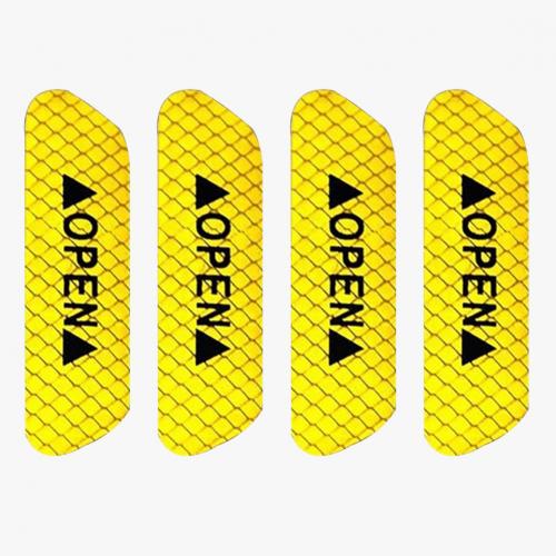 4Pcs OPEN Car Vehicle Door Reflective Safety Mark Warning Decals Sticker Decor: YELLOW