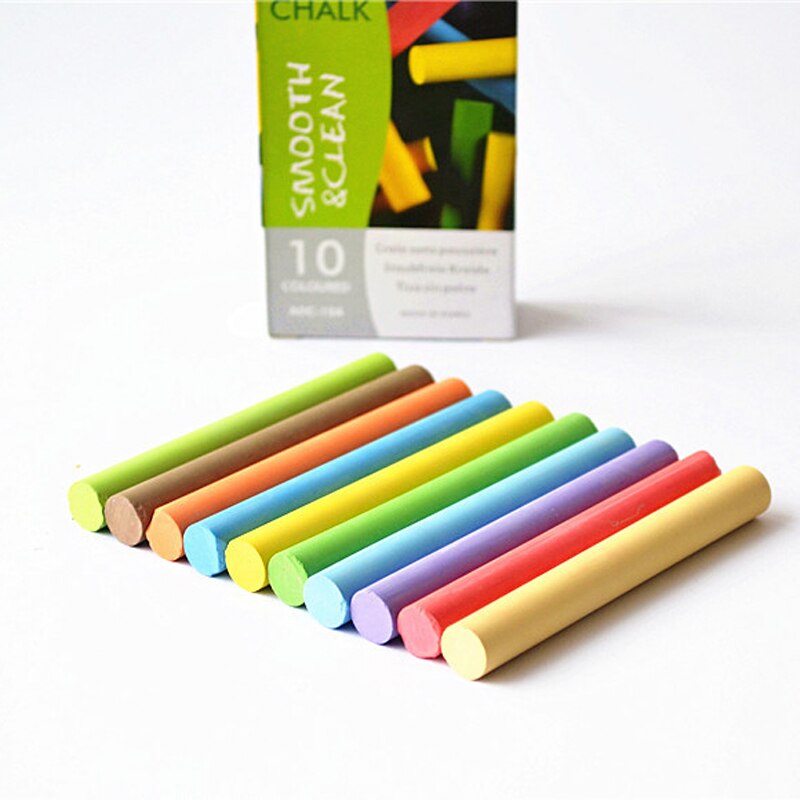 Juego de 10 unids/set de tiza colorida coreana sin polvo, bolígrafo de tiza no tóxico, caja sin polvo, tizas para niños, suministros de papelería escolar