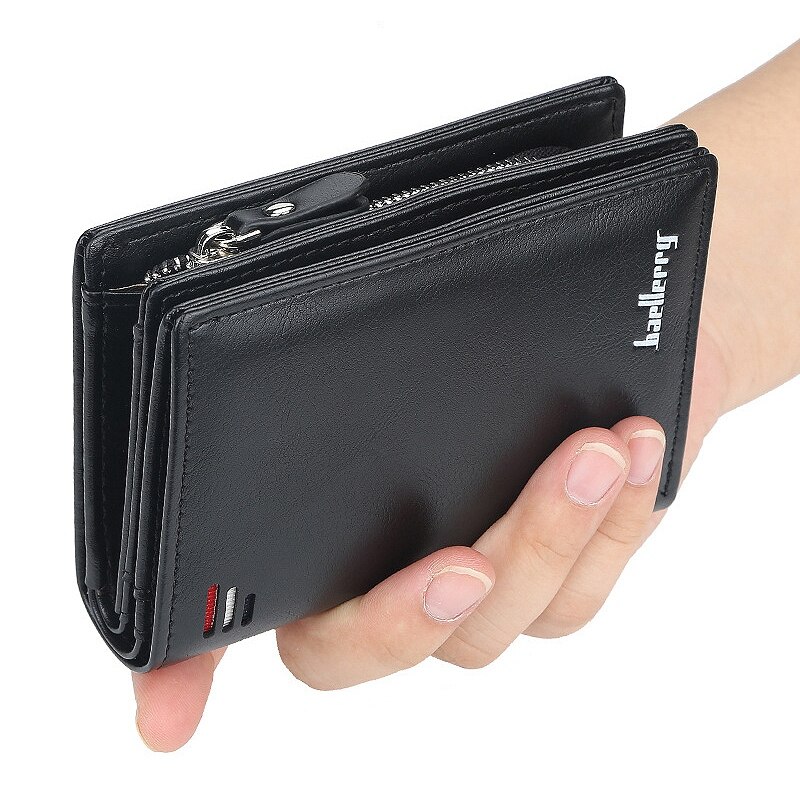 Baellerry Short Men Wallets Card Purse Multifunction Leather Wallet for Male Zipper Wallet